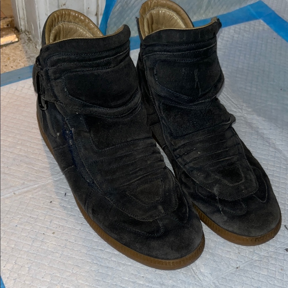 Black Suede High-Top Men's Shoes